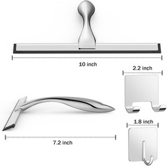 Stainless Steel Shower Squeegee with Adhesive Hook Window Glass Cleaner