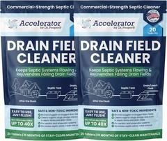 2-Pack Value BUNDLE of Drain Field Cleaner Tablets by Dr Pooper. Clears Septic T