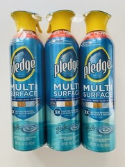 Set Of 3 NEW Pledge Multi Surface Dust Cleaner Spray W/Glade Rainshower 14.2oz