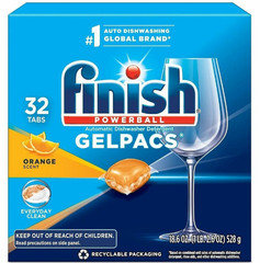 Finish 81053 All In 1 Dishwasher Gelpacs Orange Scent 32 Count Box Single
