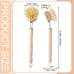 Maxdot 4 Pcs Kitchen Dish Brush with Beechwood Handle Natural Wooden Handle S…