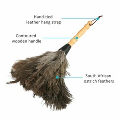 4 PCS 13inch Ostrich Feather Duster Dust Collecting Cleaning Tool Wooden Handle