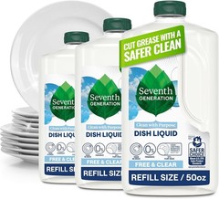 Seventh Generation Dish Soap Refill, Free & Clear, 50 fl oz, 3 Pack, Free Ship
