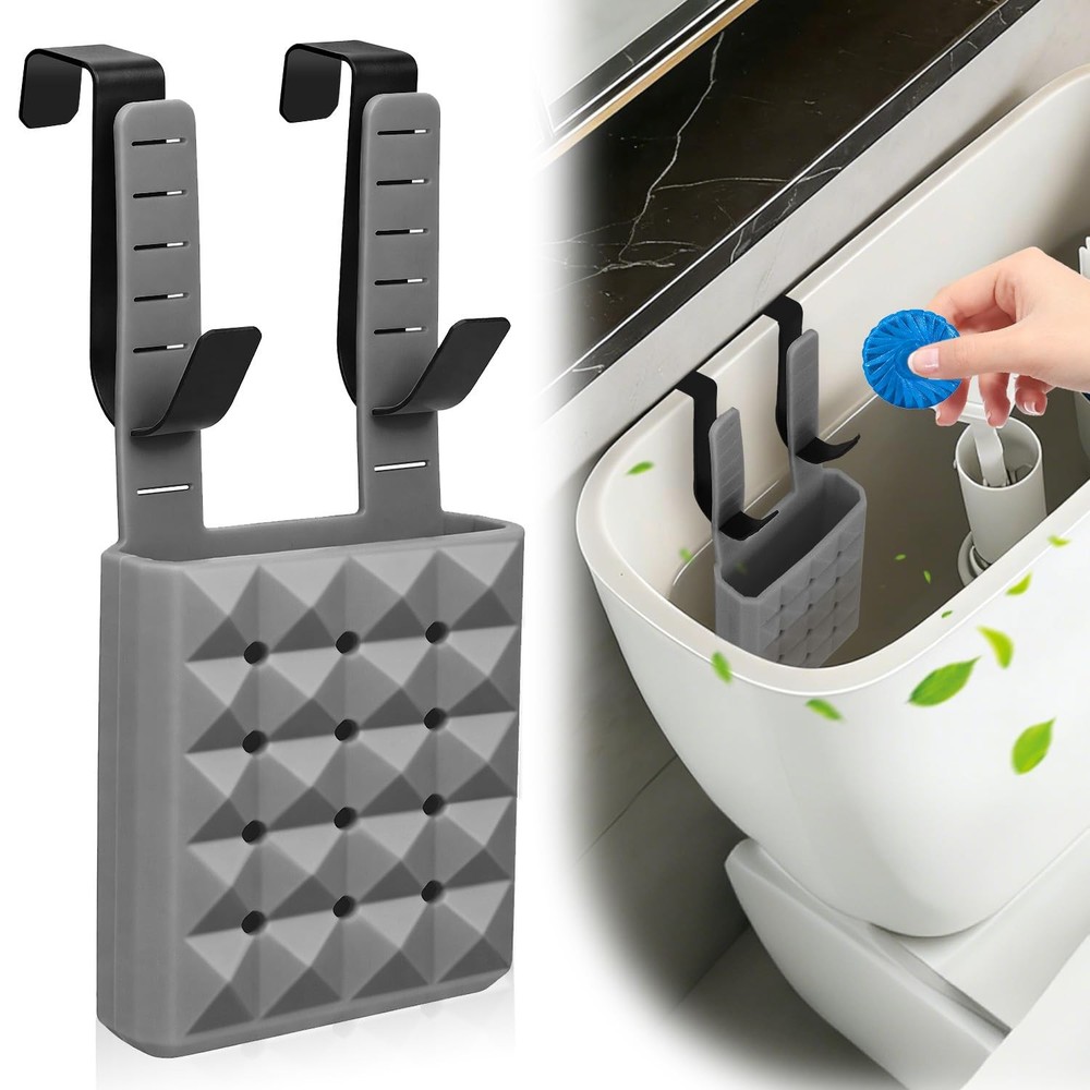 Adjustable Toilet Tank Cleaning Tablet Holder-Hanging Silicone Basket Carrier…