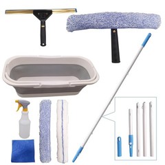 Pro Window Cleaning Kit with Storage Bucket, with 4 13 inch Extension Rods, …
