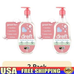 Plant-Based Liquid Dish Soap Fragrance Free Baby Bottle Cleaner 2 Pack 18 fl oz