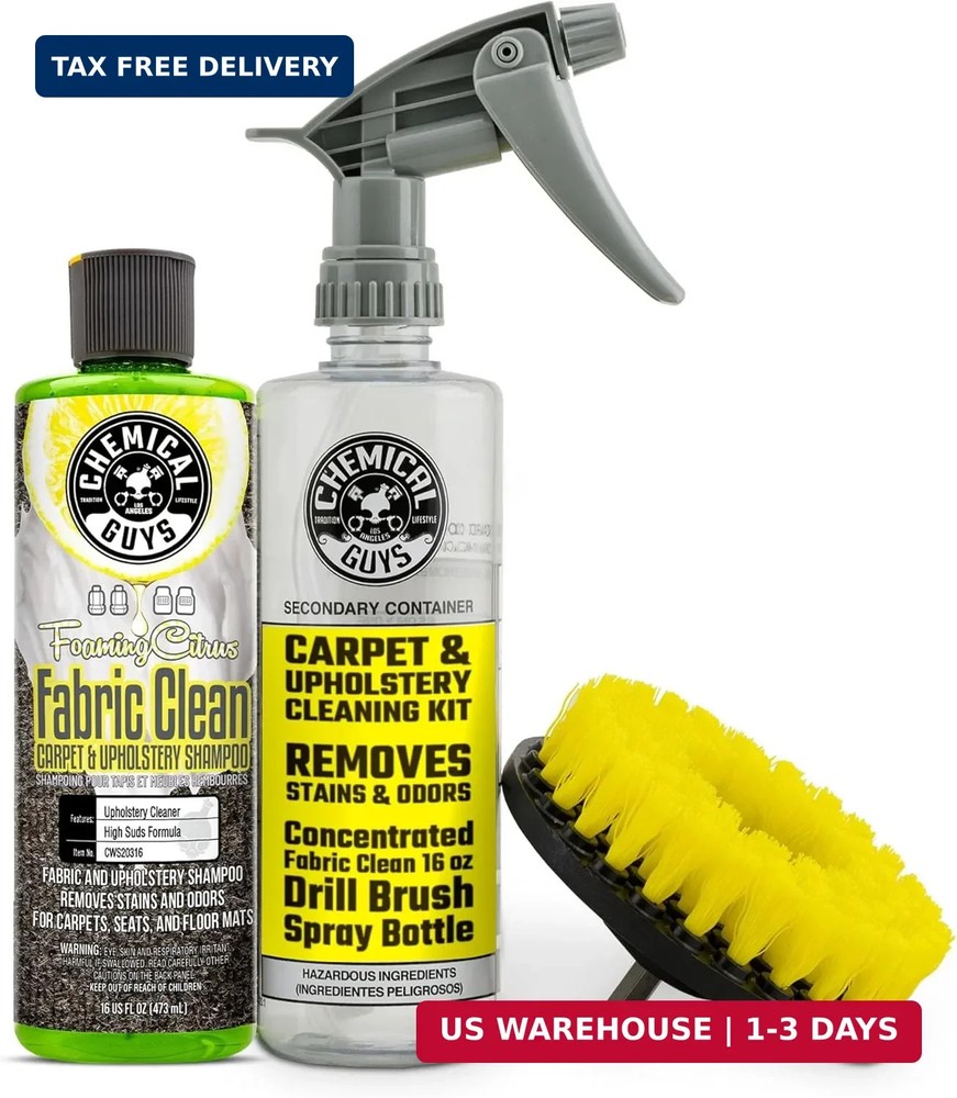 Chemical Guys, Citrus Foaming Fabric & Carpet Cleaner Drill Brush, 16 oz | Lifts