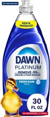 Dawn Platinum Dish Soap Fresh Rain Scent Liquid Dishwashing Detergent, Powerful