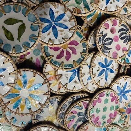 M-O-P coasters individual with rattan